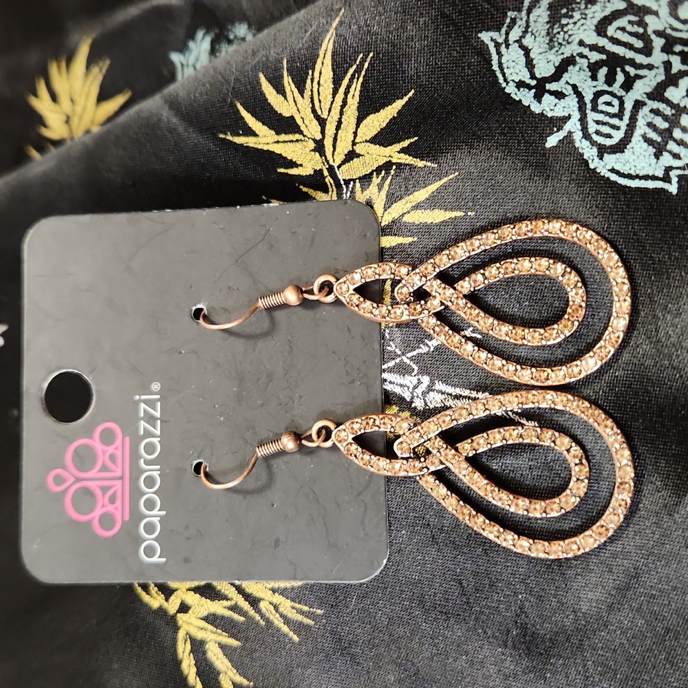 Paparazzi Copper Color Rhinestone Earrings